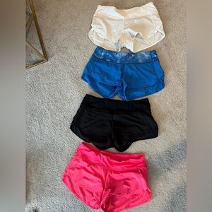 Set of 4 Lululemon shorts- size 6